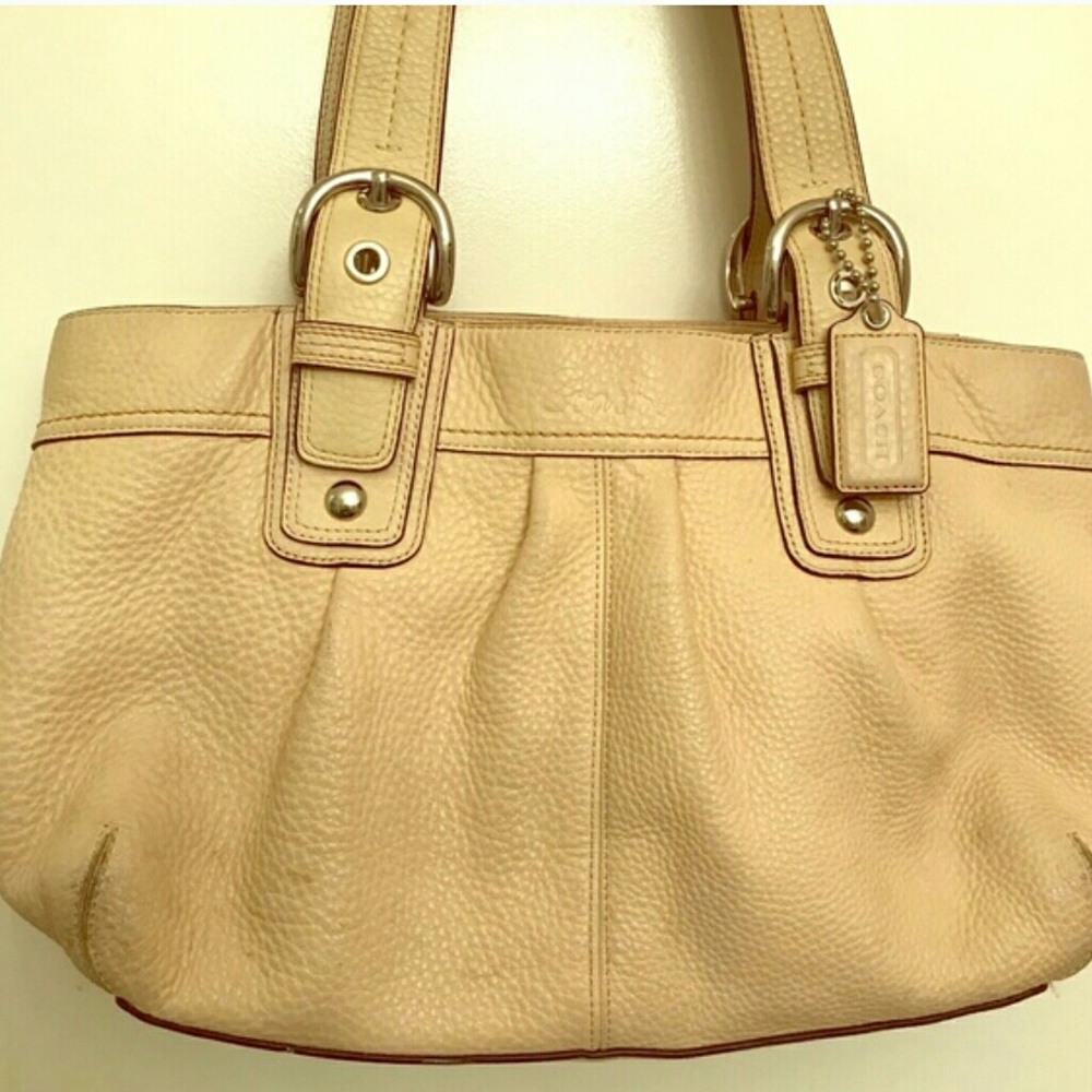 Cream Leather Coach Purse